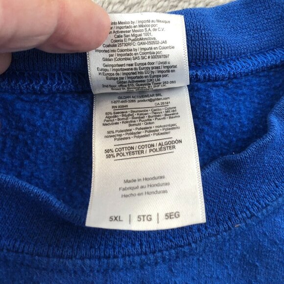 Gildan Mens Sweatshirt 5XL Crewneck Blue Heavy Blend Pullover Classic FLAWS - Picture 12 of 15